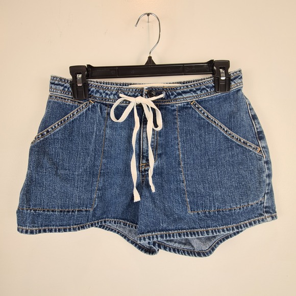 GAP Pants - Gap Vintage Y2K Blue Denim Utility Cargo Shorts Womens 4 Drawstring Mid Rise